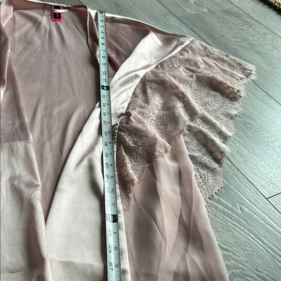 Satin Pink Lace Trim Dressing Gown - Picture 4 of 7